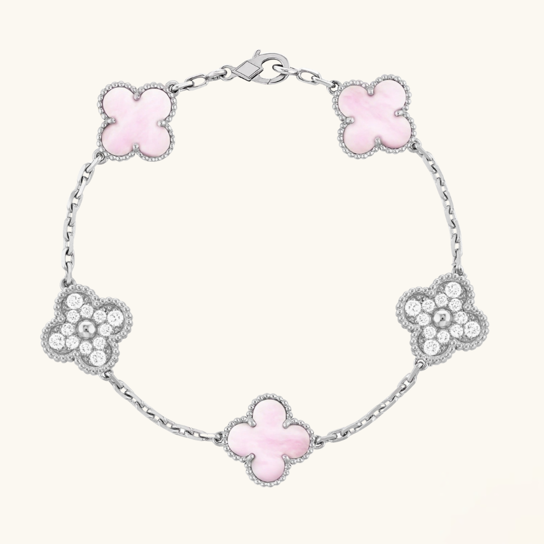 CLOVER | Różowo/Srebrna Bransoletka Prestige