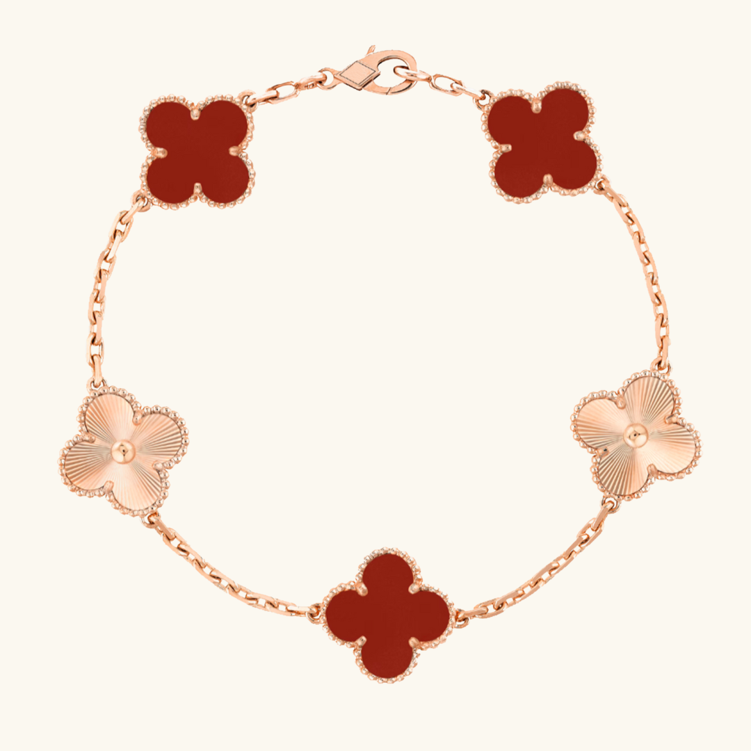 CLOVER | Bransoletka z czerwonego różowego złota z giloszowaniem