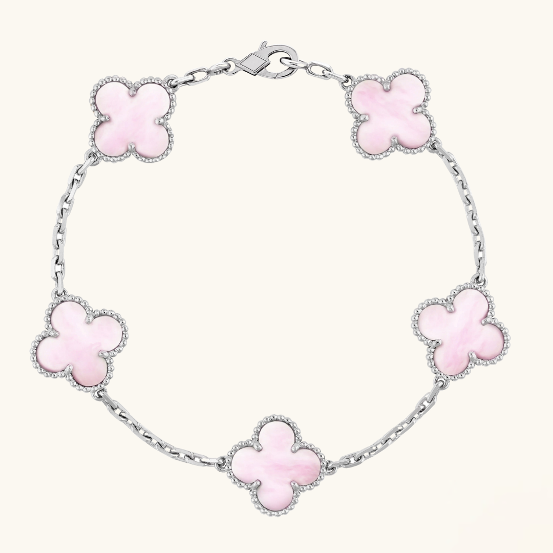 CLOVER | Różowo/Srebrna Bransoletka