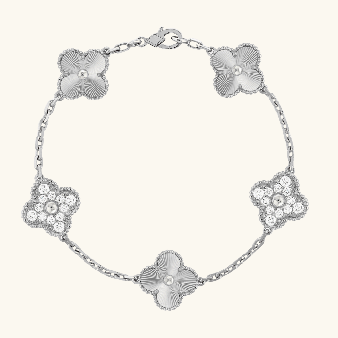 CLOVER | Srebrna Bransoletka Guilloché Prestige