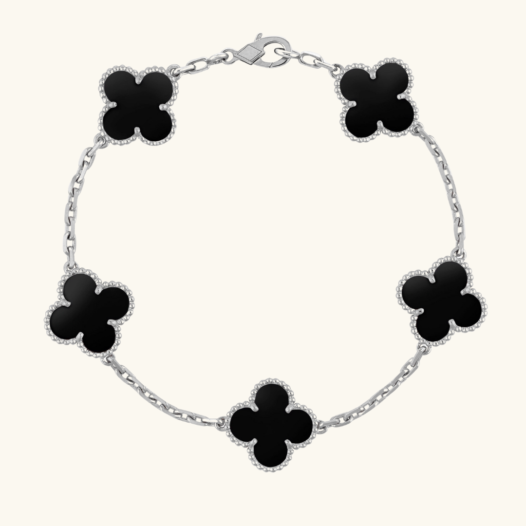CLOVER | Bransoletka Czarna/Srebrna