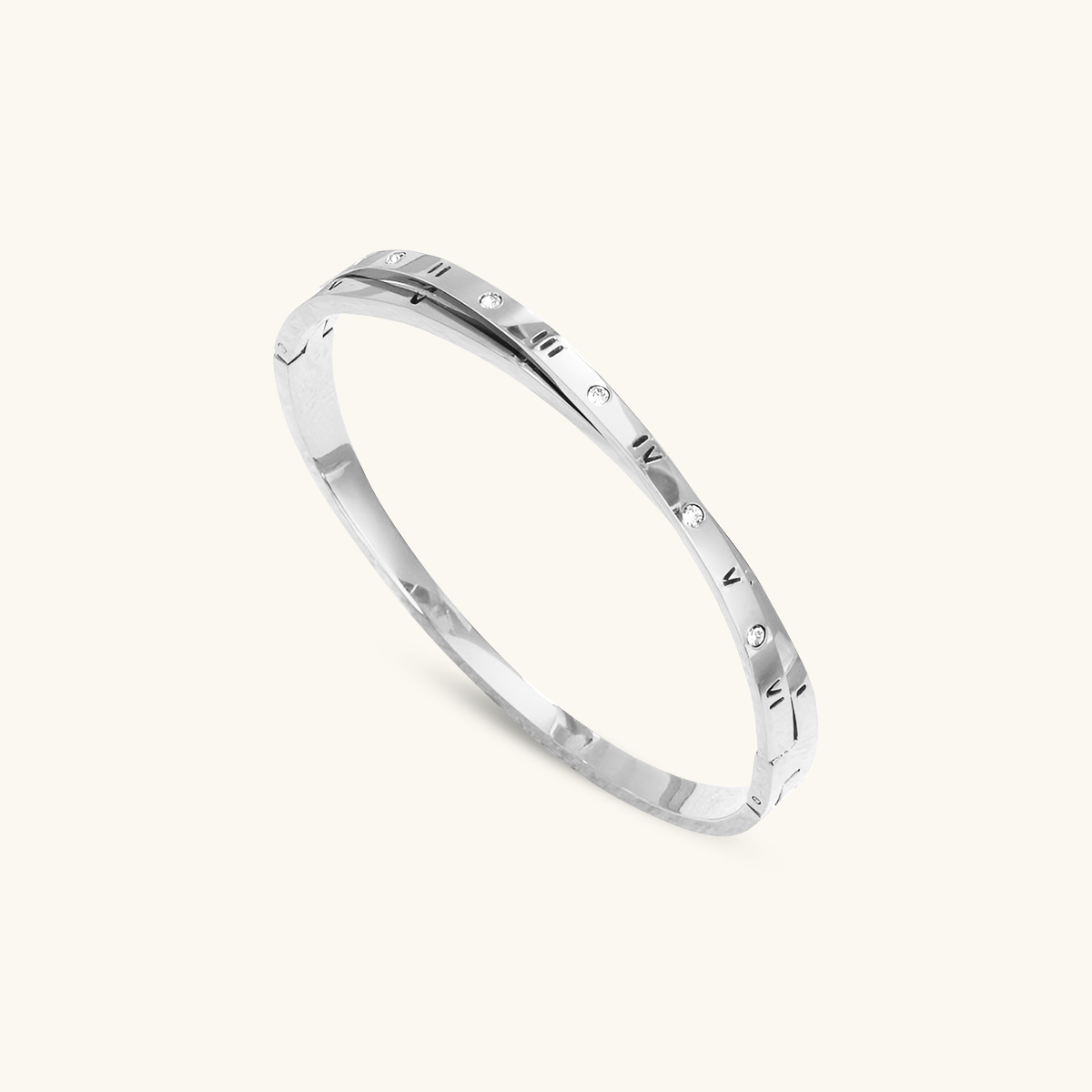 Bransoletka Bangle z Rzymskimi Cyframi - Srebrna